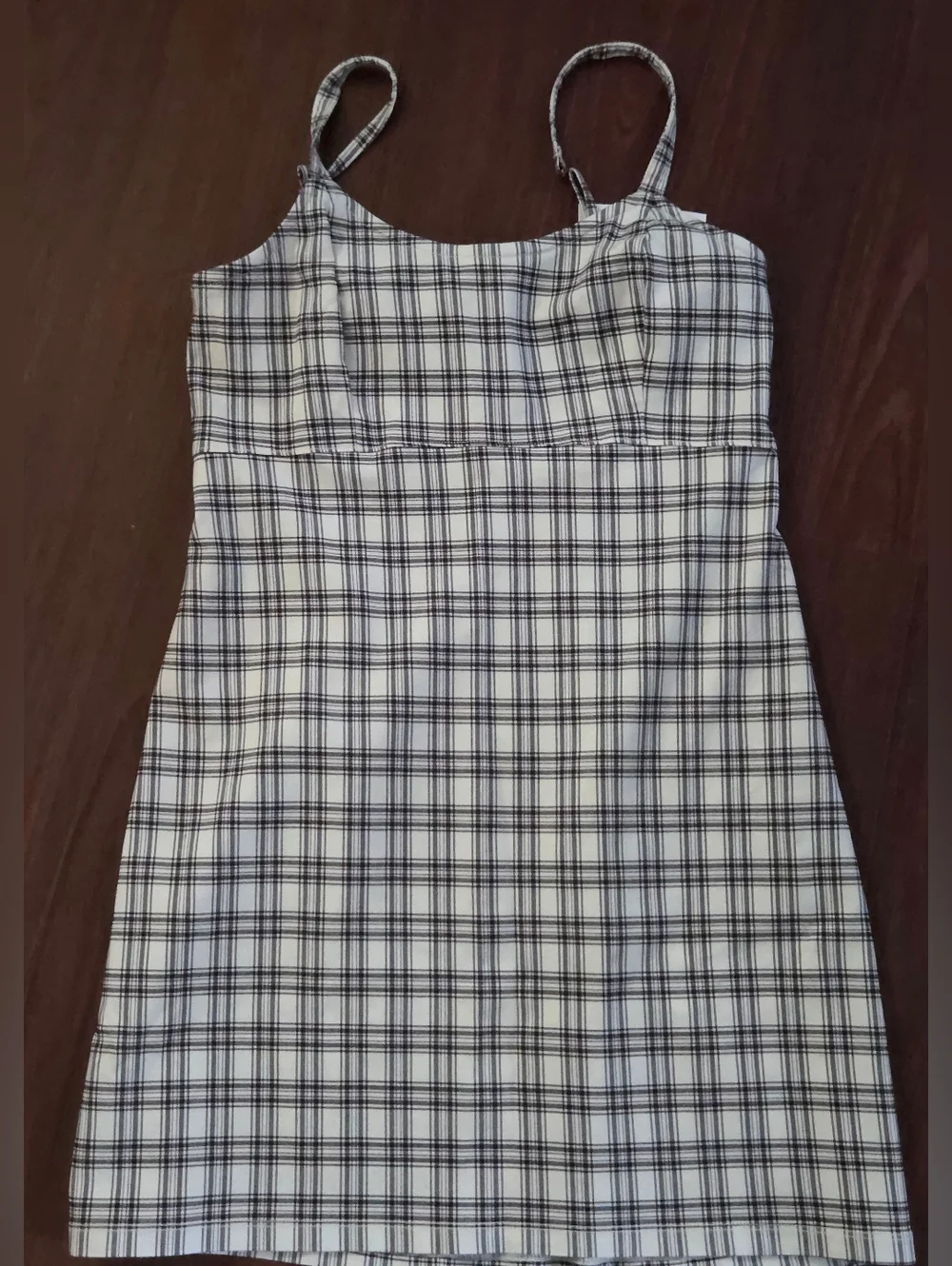 Hollister White and Black Plaid Mini Spaghetti Strap Dress - Picture 2 of 10